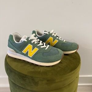 New Balance 574 Green Suede Sneakers